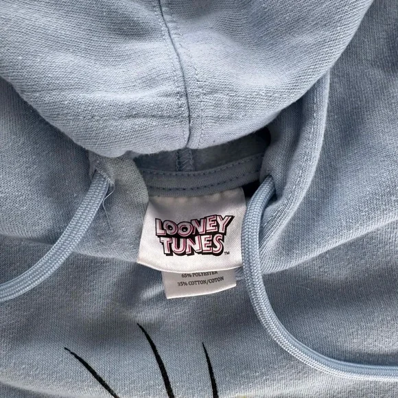 Looney Tunes Tweety Bird Light Blue Graphic Hoodie XL Warner Bros Cozy Relaxed - Picture 4 of 5